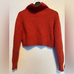 Aritzia Wilfred Wool Cropped Long Sleeve Mock Neck Sweater